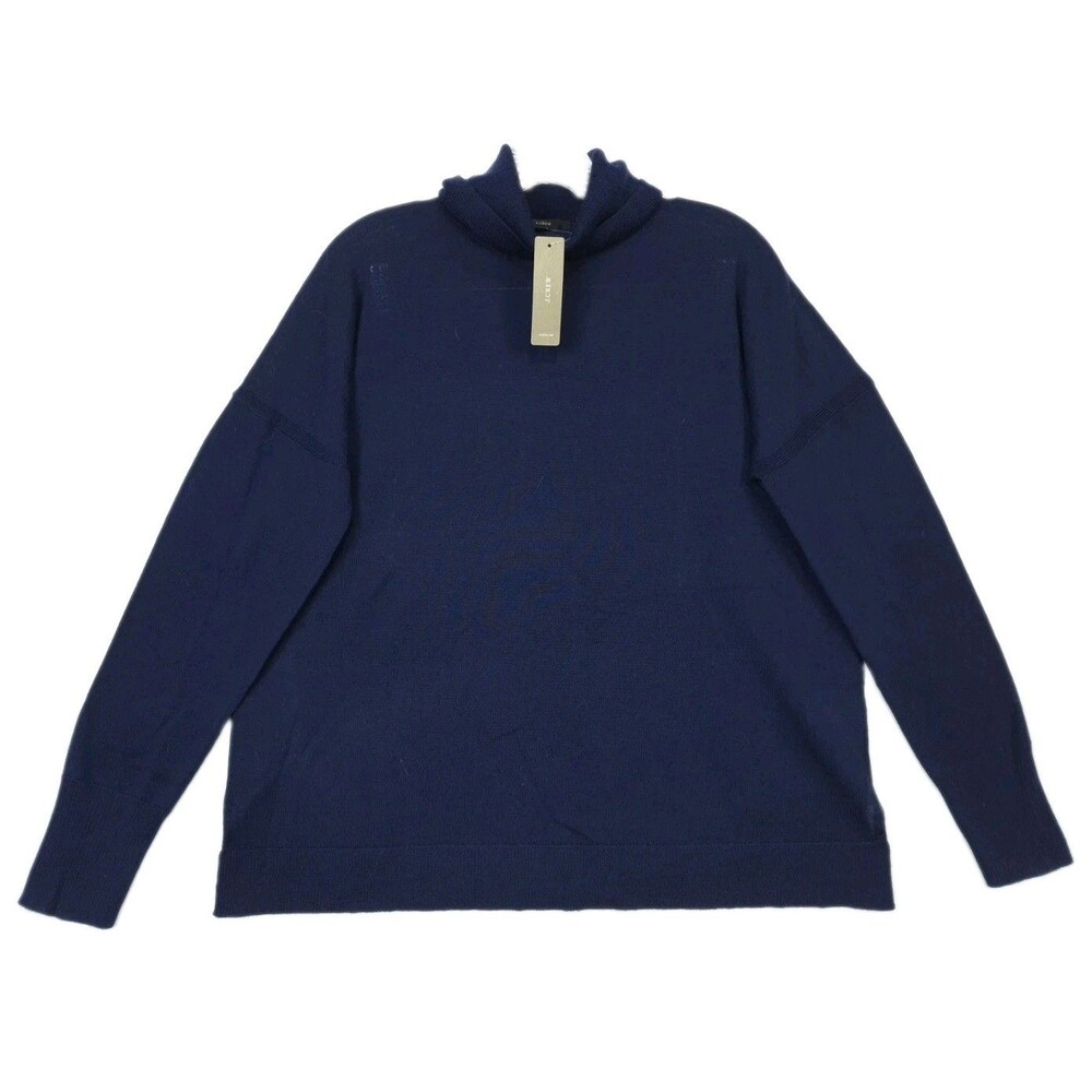 J.Crew 365 Womens S 100% Merino Wool Sweater Navy Turtle Neck Lightweight NEW